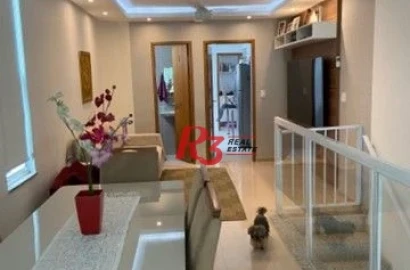Casa sobreposta com 3 dormitórios à venda, 110 m² - Marapé - Santos/SP