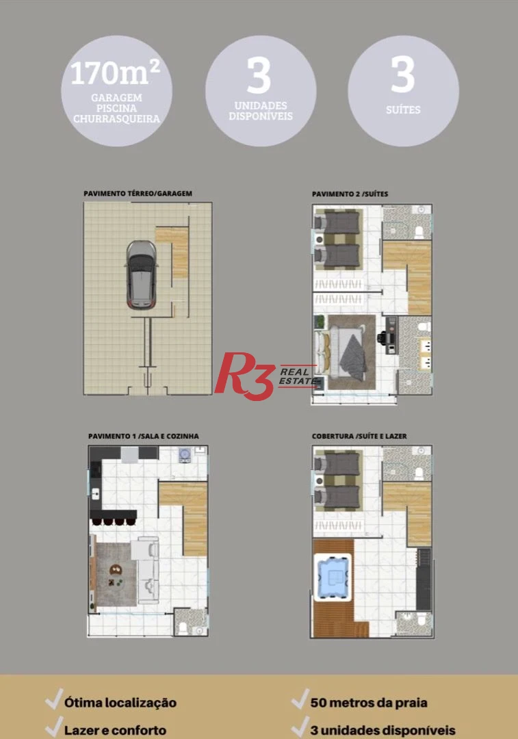 Casa com 3 suítes à venda, 170 m² por R$ 1.360.000 - José Menino - Santos/SP