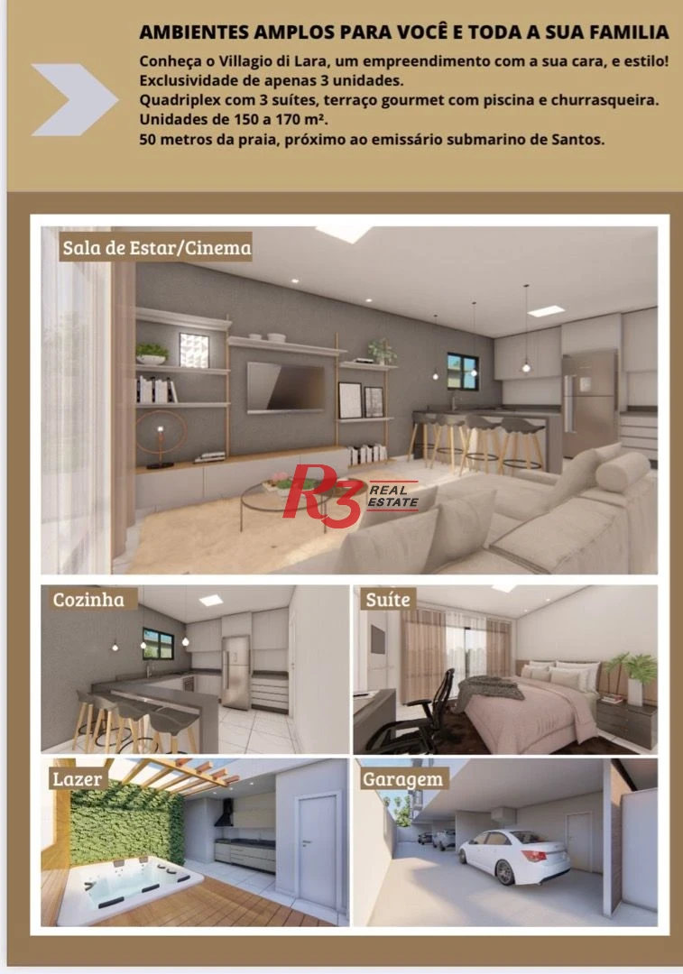 Casa com 3 suítes à venda, 170 m² por R$ 1.360.000 - José Menino - Santos/SP