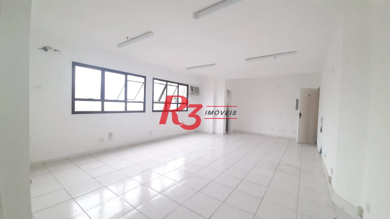 Sala comercial para locação, 46 m², 1 vaga, no Gonzaga, Santos SP.