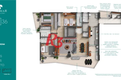 Apartamento à venda, 224 m² por R$ 3.700.000,00 - Gonzaga - Santos/SP