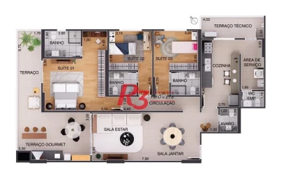 Apartamento à venda, 170 m² por R$ 2.610.000,00 - Aparecida - Santos/SP