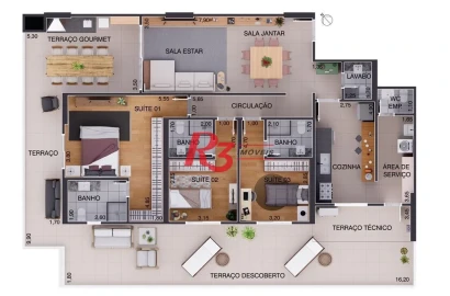 Apartamento Garden à venda, 146 m² por R$ 2.542.800,00 - Aparecida - Santos/SP