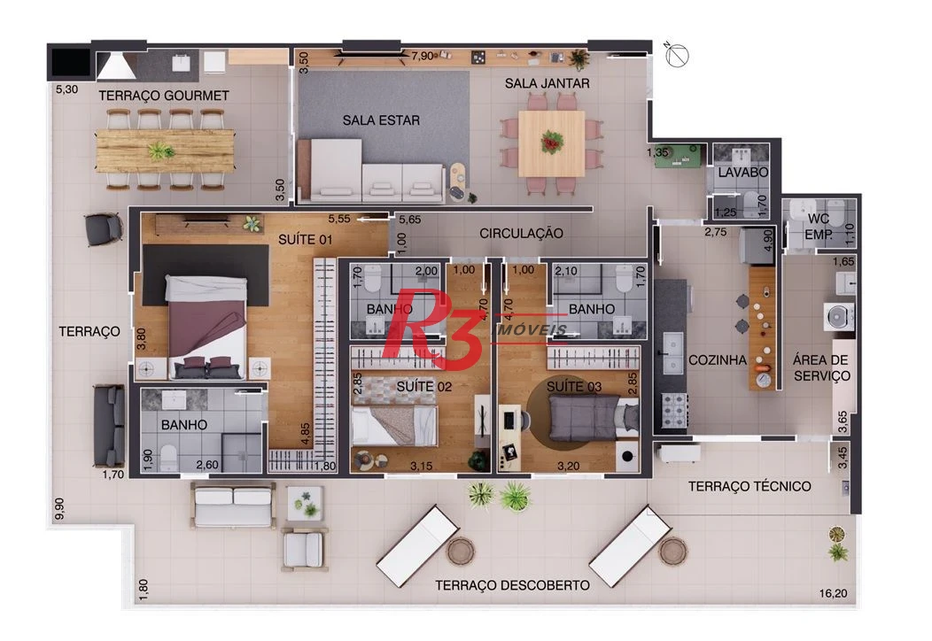 Apartamento Garden à venda, 146 m² por R$ 2.542.800,00 - Aparecida - Santos/SP