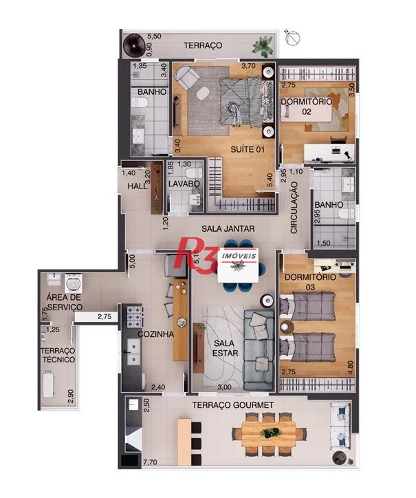 Apartamento à venda, 146 m² por R$ 1.912.900,00 - Aparecida - Santos/SP