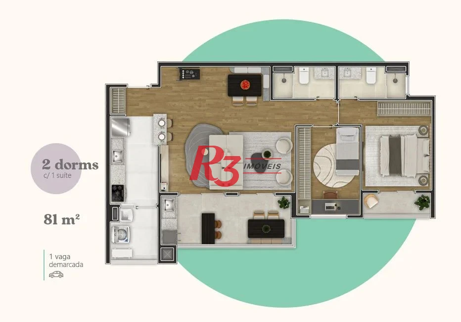 Apartamento à venda, 81 m² por R$ 744.022,13 - Centro - São Vicente/SP