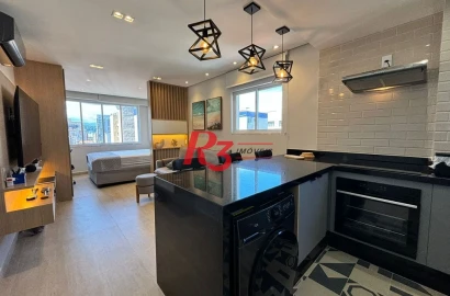 Apartamento com 1 dormitório para alugar, 44 m² por R$ 5.500,02/mês - Gonzaga - Santos/SP