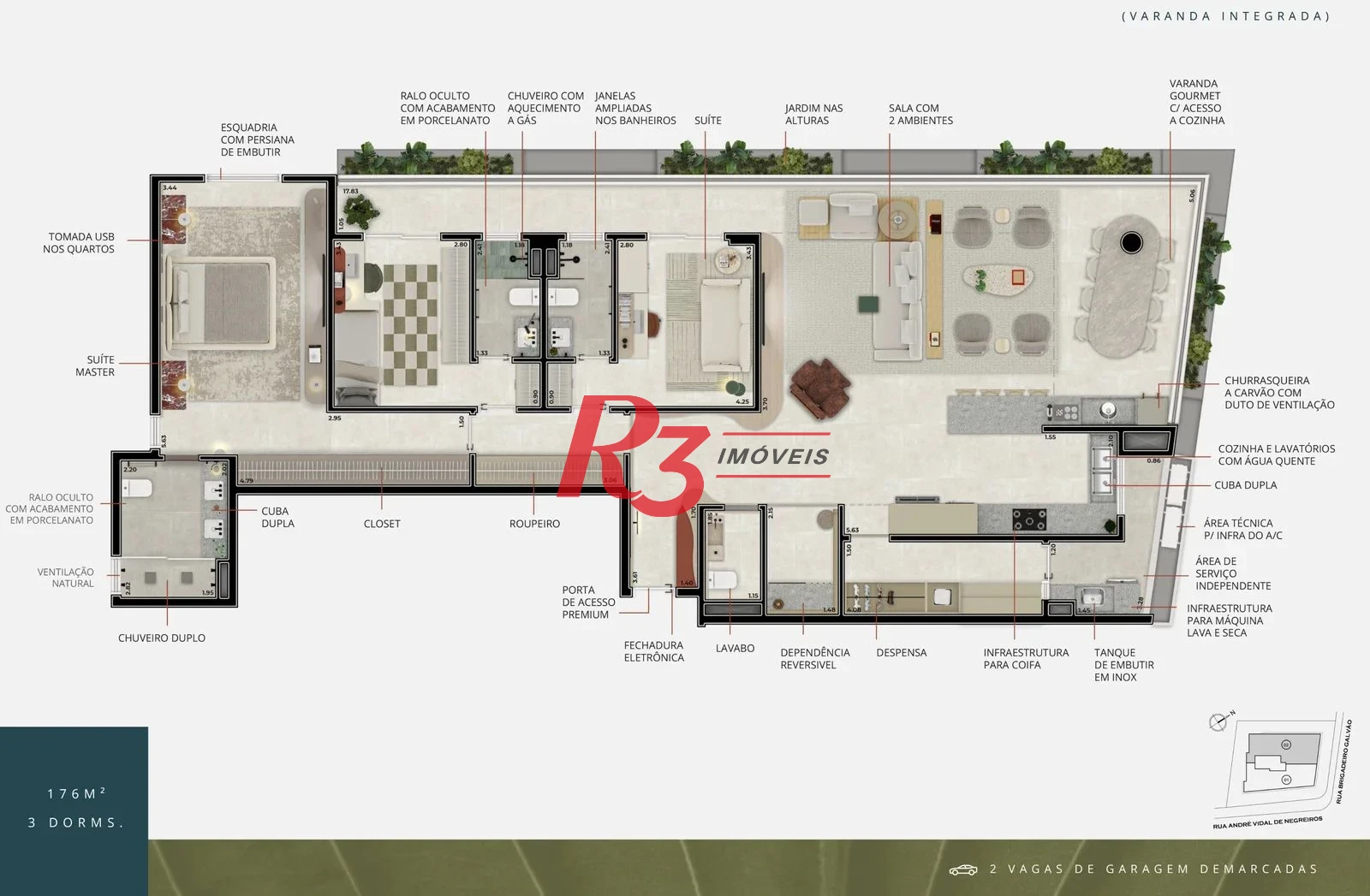 Apartamento à venda, 175 m² por R$ 2.580.970,21 - Ponta da Praia - Santos/SP