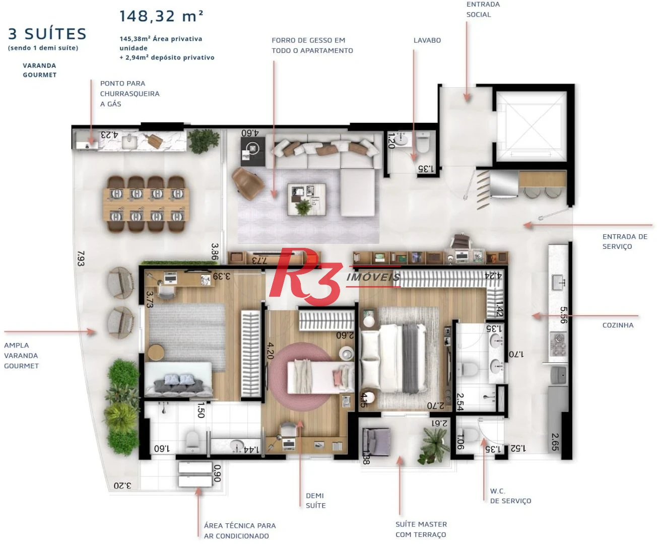 Apartamento à venda, 148 m² por R$ 1.850.000,00 - Boqueirão - Santos/SP