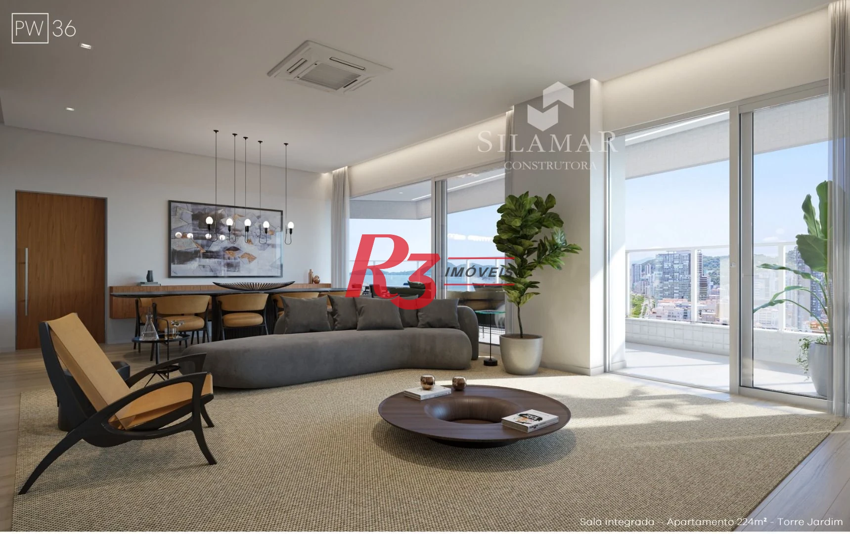 Apartamento com 3 suítes de frente para a praia do Gonzaga à venda, 224 m² por R$ 3.570.000 - Santos/SP