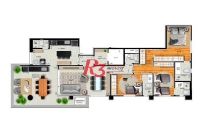 Apartamento com 3 dormitórios à venda, 158 m² por R$ 2.238.363,50 - Embaré - Santos/SP