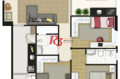 Apartamento à venda, 78 m² por R$ 983.000,00 - Boqueirão - Santos/SP