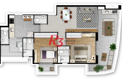 Apartamento à venda, 91 m² por R$ 1.287.654,70 - Boqueirão - Santos/SP