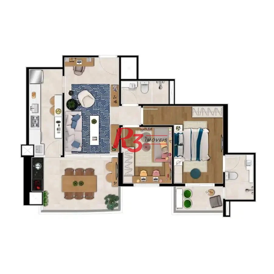Apartamento à venda, 82 m² por R$ 1.087.800,00 - Aparecida - Santos/SP