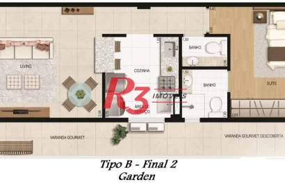 Apartamento Garden à venda, 58 m² por R$ 740.000,00 - Boqueirão - Santos/SP