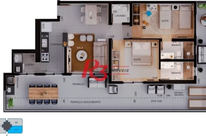 Apartamento Garden à venda, 113 m² por R$ 1.341.294,08 - Boqueirão - Santos/SP