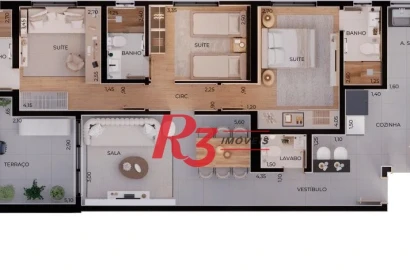 Apartamento à venda, 124 m² por R$ 1.783.476,94 - Boqueirão - Santos/SP