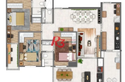 Apartamento com 3 dormitórios à venda, 116 m² por R$ 1.738.210,00 - Gonzaga - Santos/SP