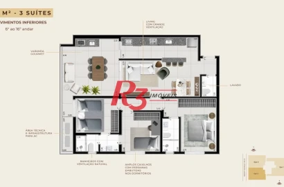 Apartamento à venda, 106 m² por R$ 1.431.659,41 - Boqueirão - Santos/SP