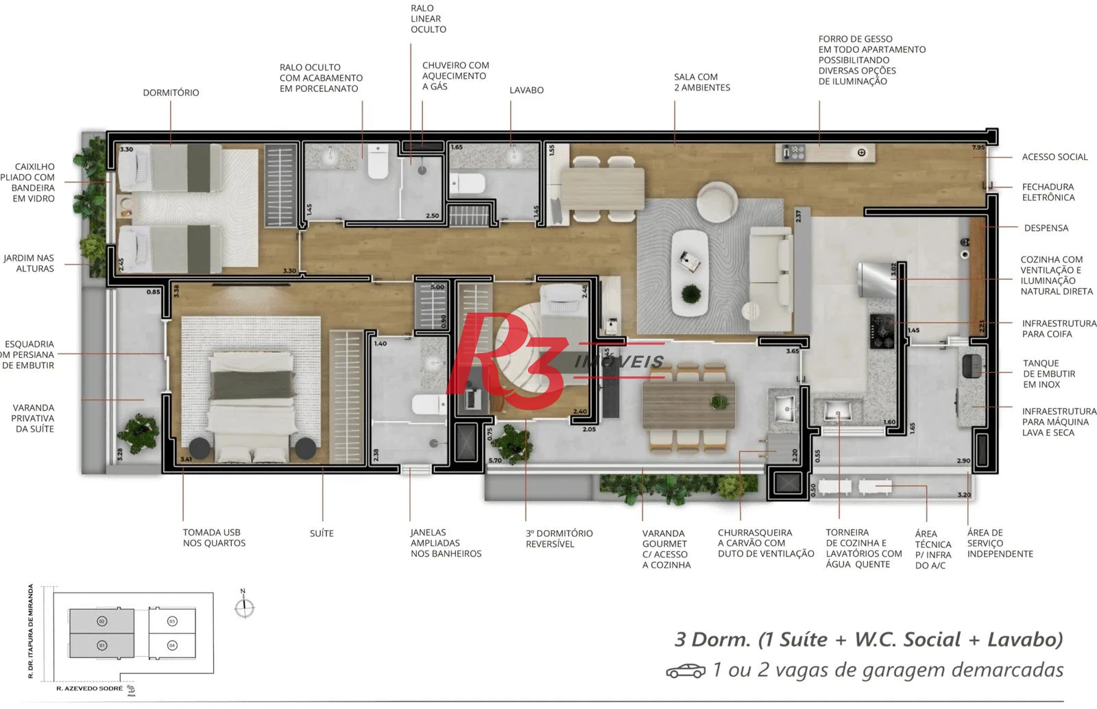 Apartamento à venda, 99 m² por R$ 1.752.349,08 - Boqueirão - Santos/SP