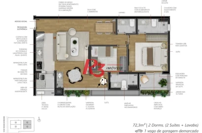 Apartamento à venda, 72 m² por R$ 1.456.383,11 - Boqueirão - Santos/SP