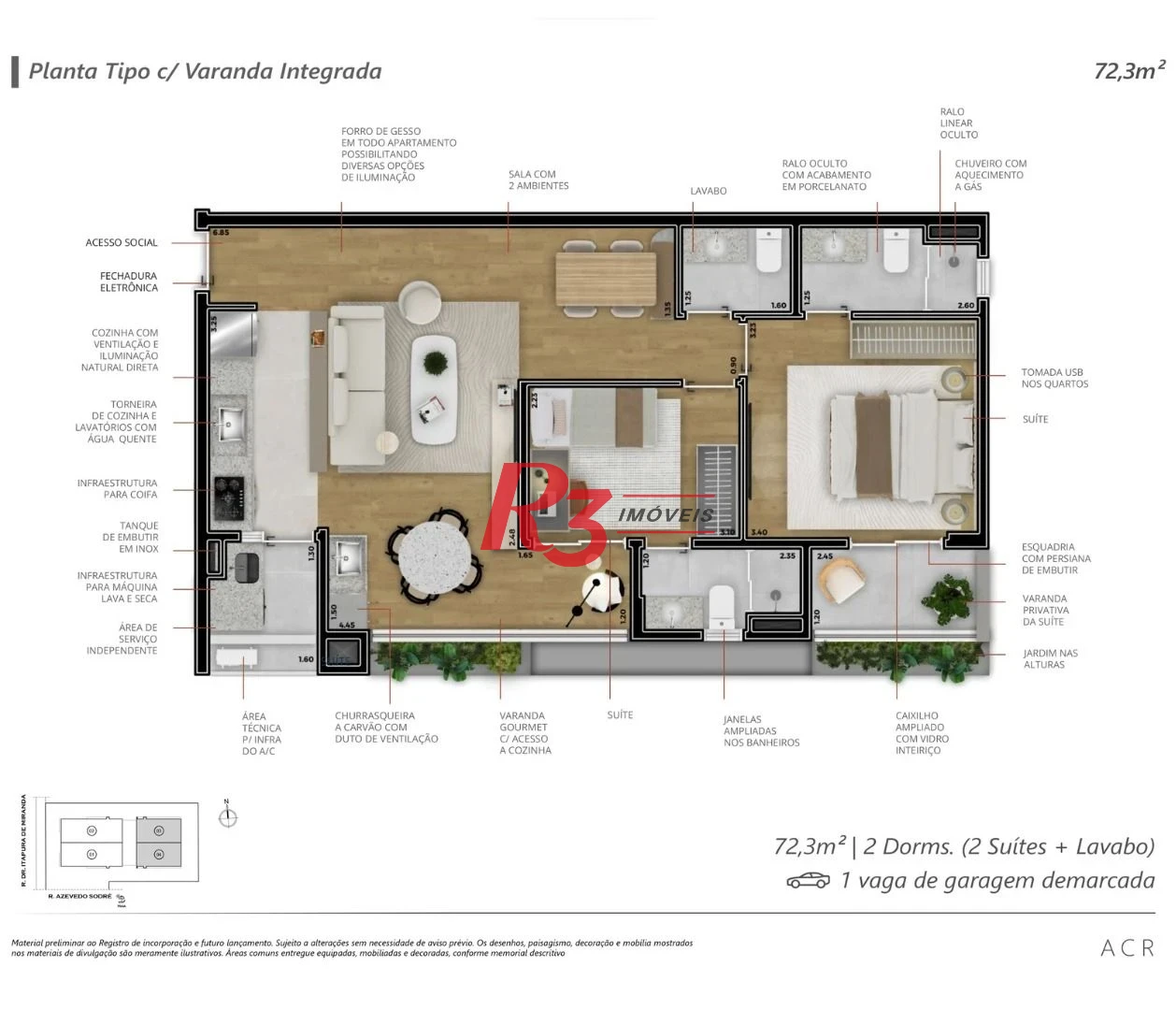 Apartamento à venda, 72 m² por R$ 1.456.383,11 - Boqueirão - Santos/SP