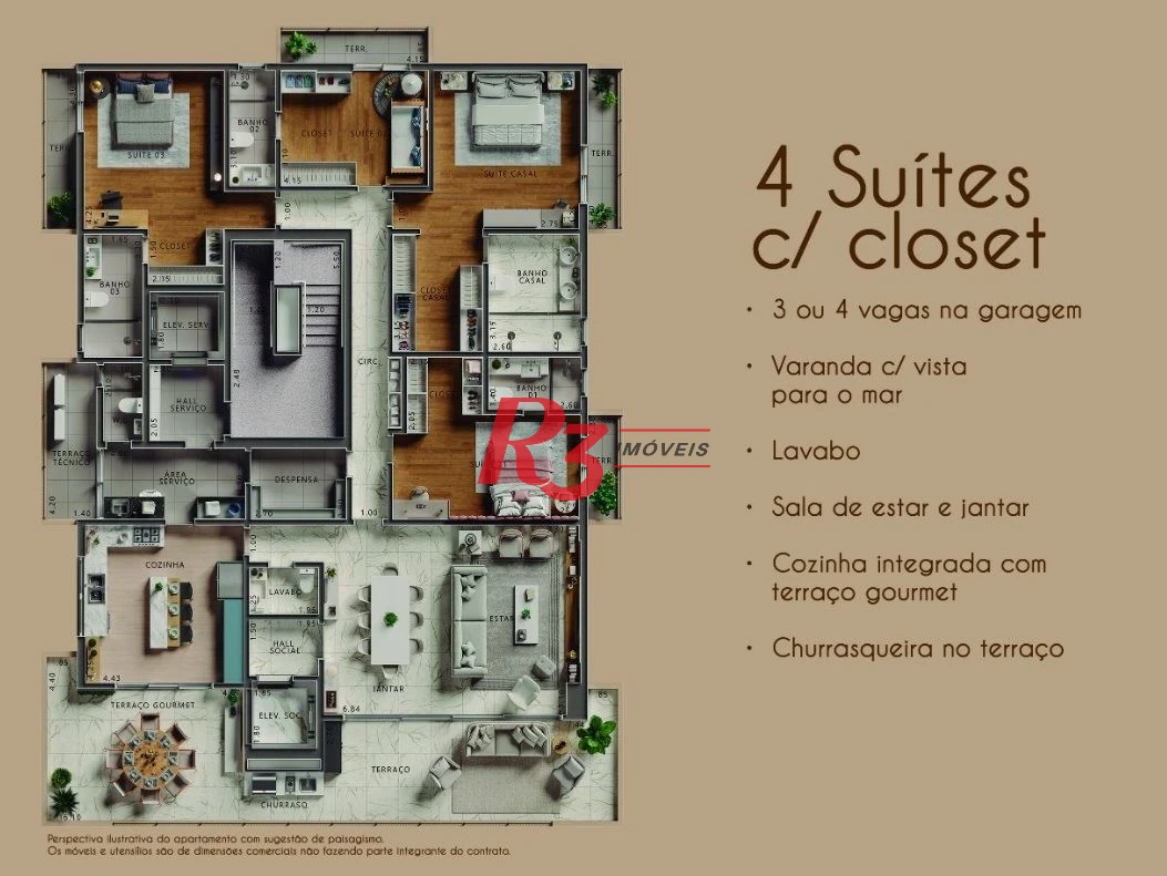 Apartamento à venda, 295 m² por R$ 5.370.000,00 - Ponta da Praia - Santos/SP