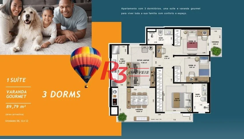 Apartamento à venda, 89 m² por R$ 1.292.777,23 - Encruzilhada - Santos/SP