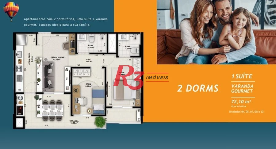 Apartamento com 2 dormitórios à venda, 72 m² por R$ 815.082,33 - Encruzilhada - Santos/SP