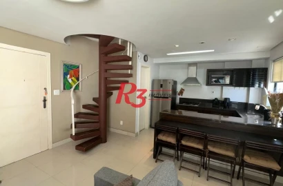 Apartamento Duplex com 1 dormitório à venda, 83 m² por R$ 710.000,00 - Ponta da Praia - Santos/SP