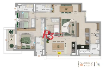 Apartamento à venda, 123 m² por R$ 1.774.000,00 - Embaré - Santos/SP