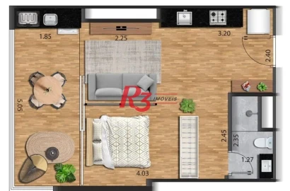 Apartamento com 1 dormitório à venda, 39 m² por R$ 428.000 - José Menino - Santos/SP