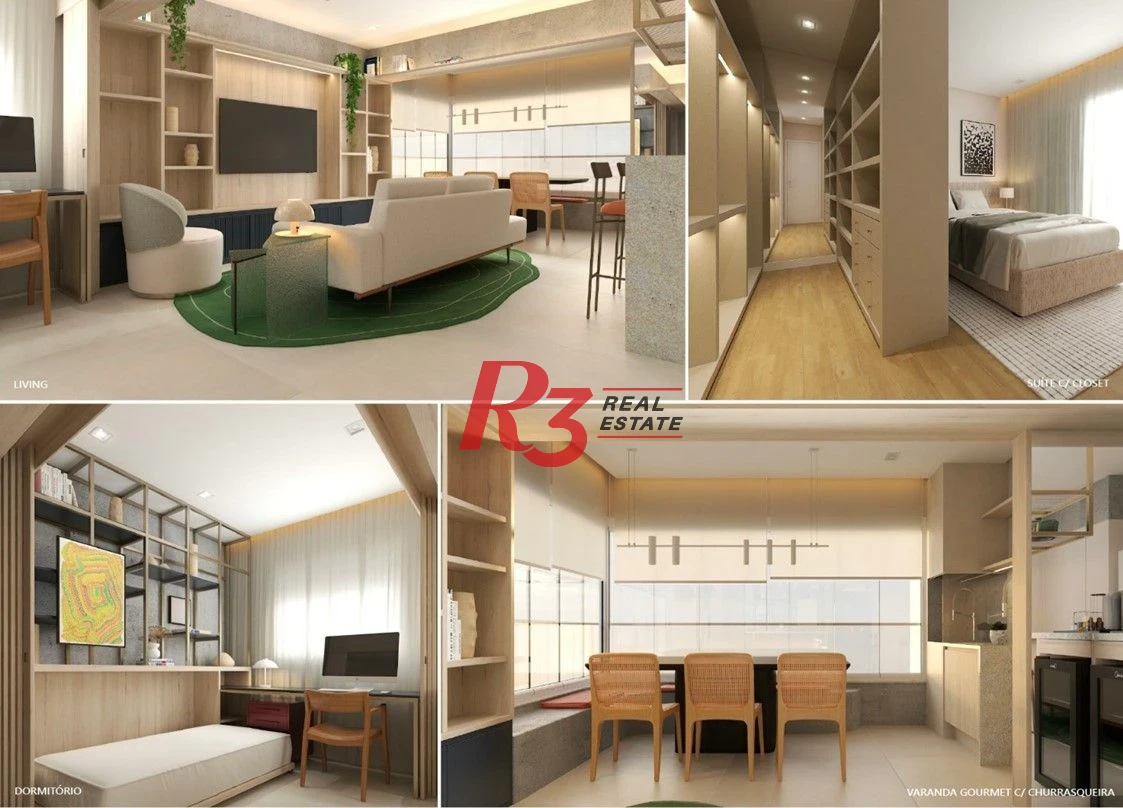 Apartamento novo, com 1 quarto, à venda, 48 m²  1 vaga - Centro - São Vicente/SP