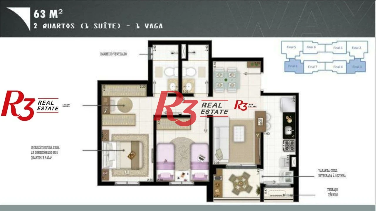 Apartamento com 2 quartos à venda, 63 m² por R$ 700.000 - Marapé - Santos/SP