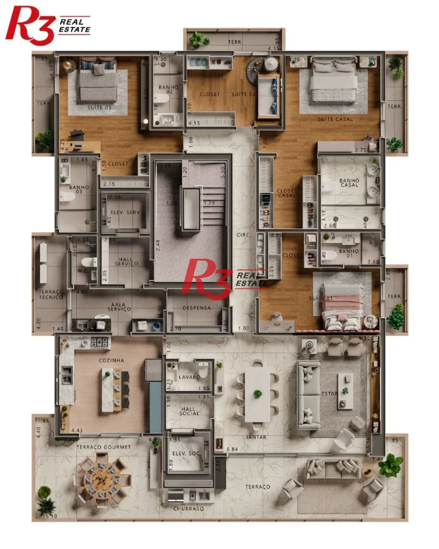 Apartamento à venda, 295 m² por R$ 5.370.000,00 - Ponta da Praia - Santos/SP