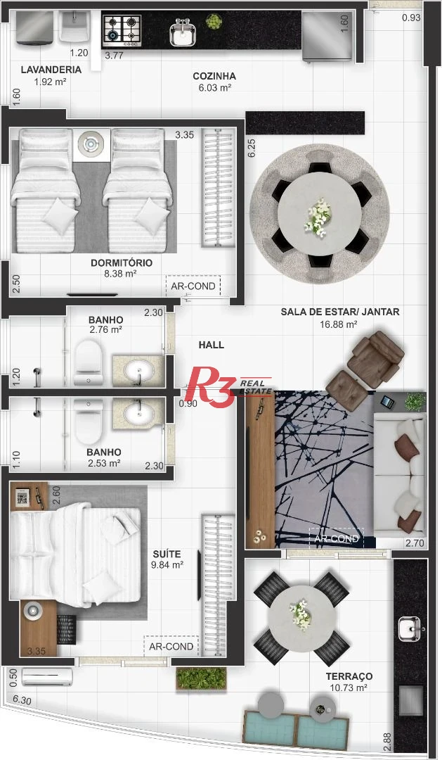 Apartamento com 3 dormitórios à venda, 93 m² por R$ 620.000,00 - Vila Tupi - Praia Grande/SP