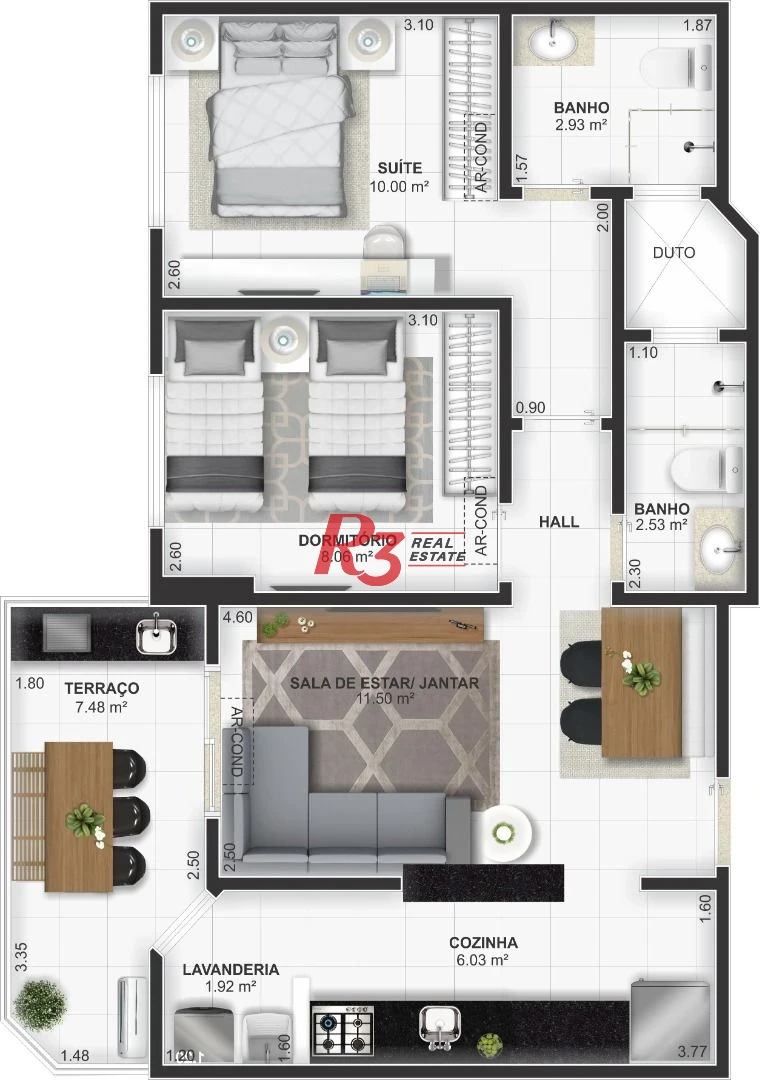 Apartamento com 3 dormitórios à venda, 93 m² por R$ 620.000,00 - Vila Tupi - Praia Grande/SP