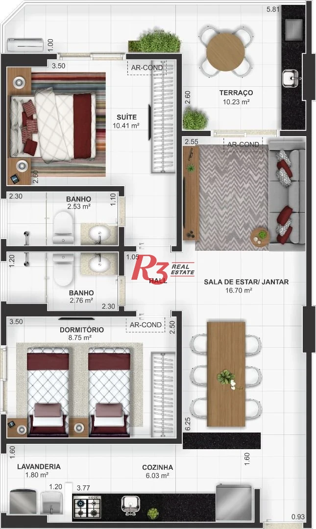Apartamento com 3 dormitórios à venda, 93 m² por R$ 620.000,00 - Vila Tupi - Praia Grande/SP