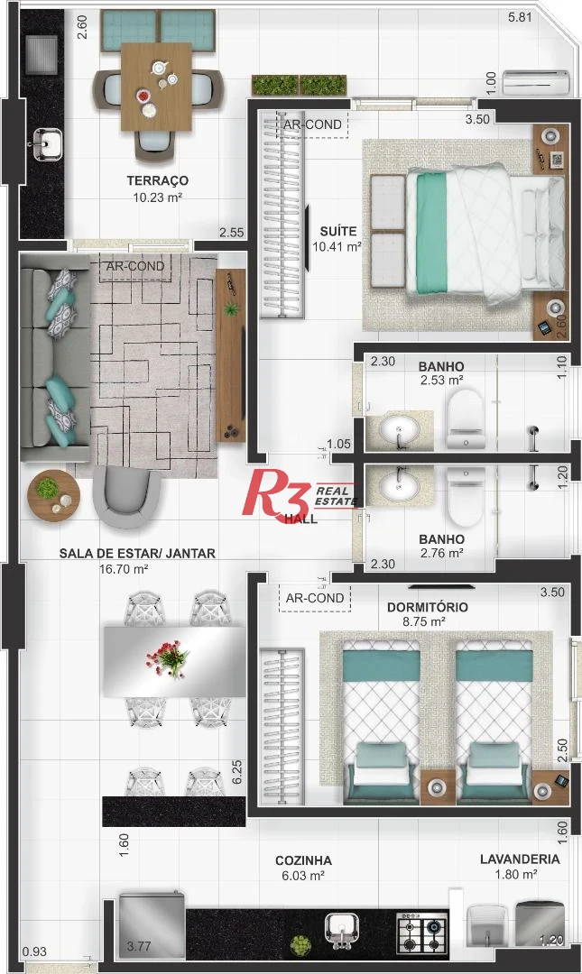 Apartamento com 3 dormitórios à venda, 93 m² por R$ 620.000,00 - Vila Tupi - Praia Grande/SP