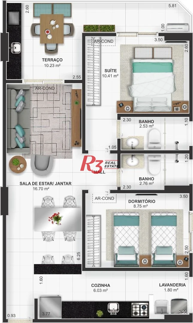 Apartamento com 3 dormitórios à venda, 93 m² por R$ 620.000,00 - Vila Tupi - Praia Grande/SP