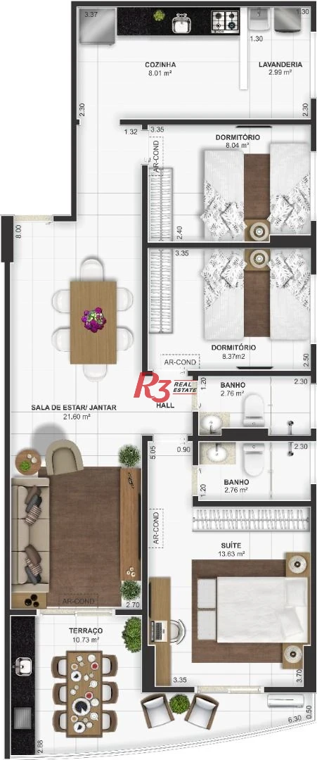 Apartamento com 3 dormitórios à venda, 93 m² por R$ 620.000,00 - Vila Tupi - Praia Grande/SP
