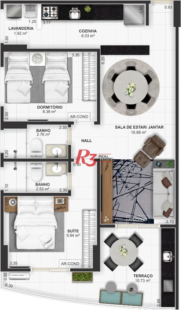 Apartamento com 3 dormitórios à venda, 93 m² por R$ 620.000,00 - Vila Tupi - Praia Grande/SP