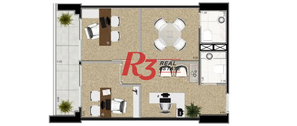 Sala, 44 m² - venda por R$ 550.000,00 ou aluguel por R$ 5.000,00/mês - Boqueirão - Santos/SP