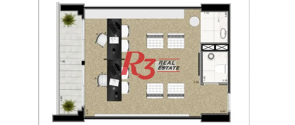 Sala, 44 m² - venda por R$ 550.000,00 ou aluguel por R$ 5.000,00/mês - Boqueirão - Santos/SP