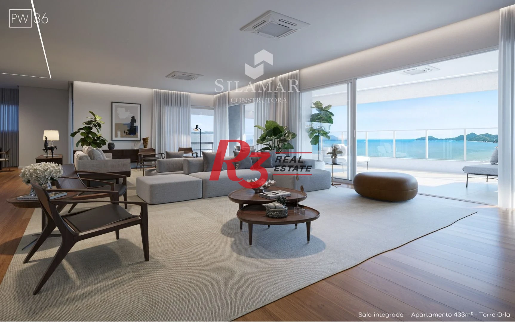 Apartamento com 3 suítes de frente para a praia no Gonzaga à venda, 224 m² por R$ 4.340.000  - Santos/SP