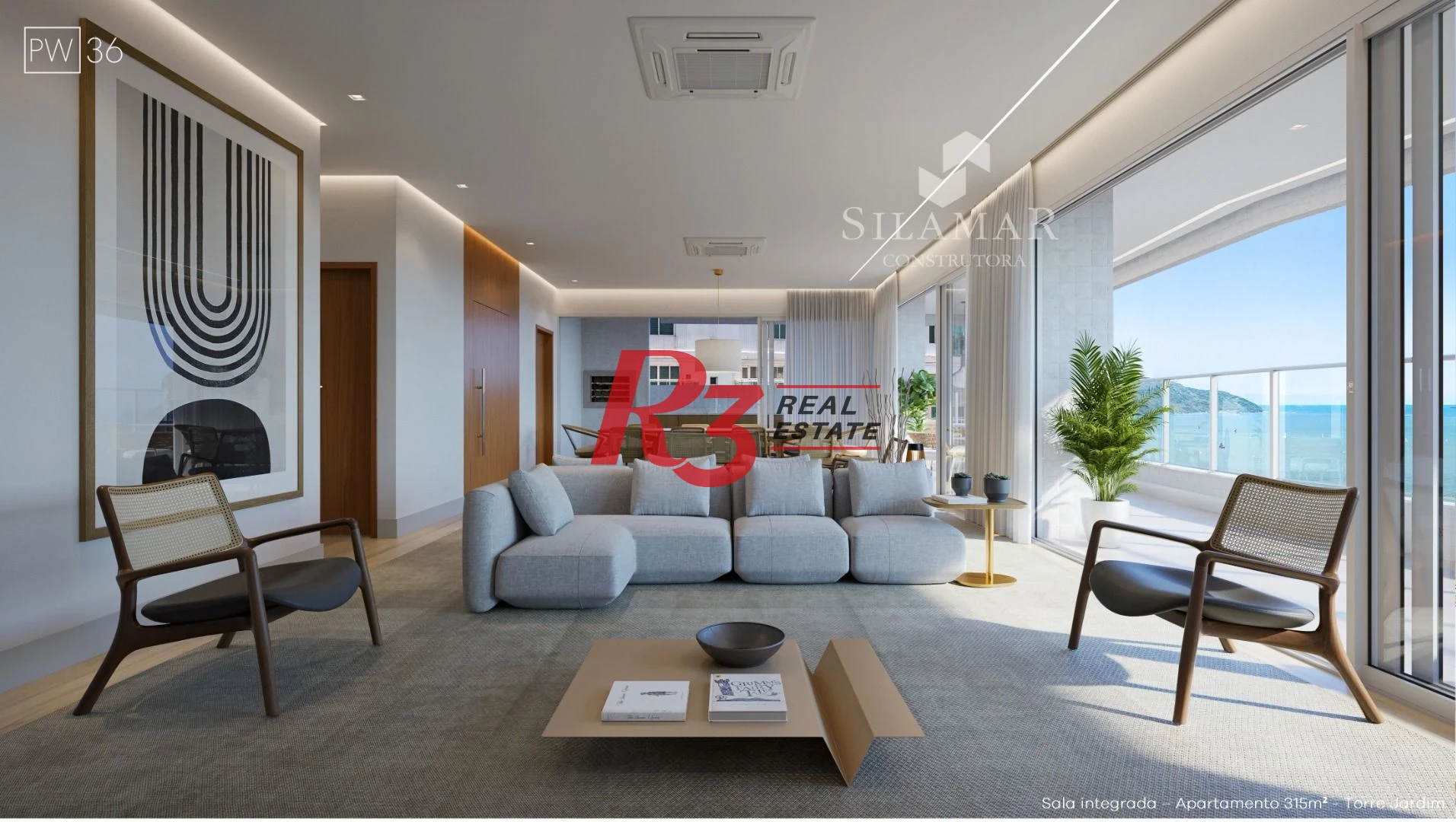 Apartamento com 3 suítes de frente para a praia no Gonzaga à venda, 224 m² por R$ 4.340.000  - Santos/SP