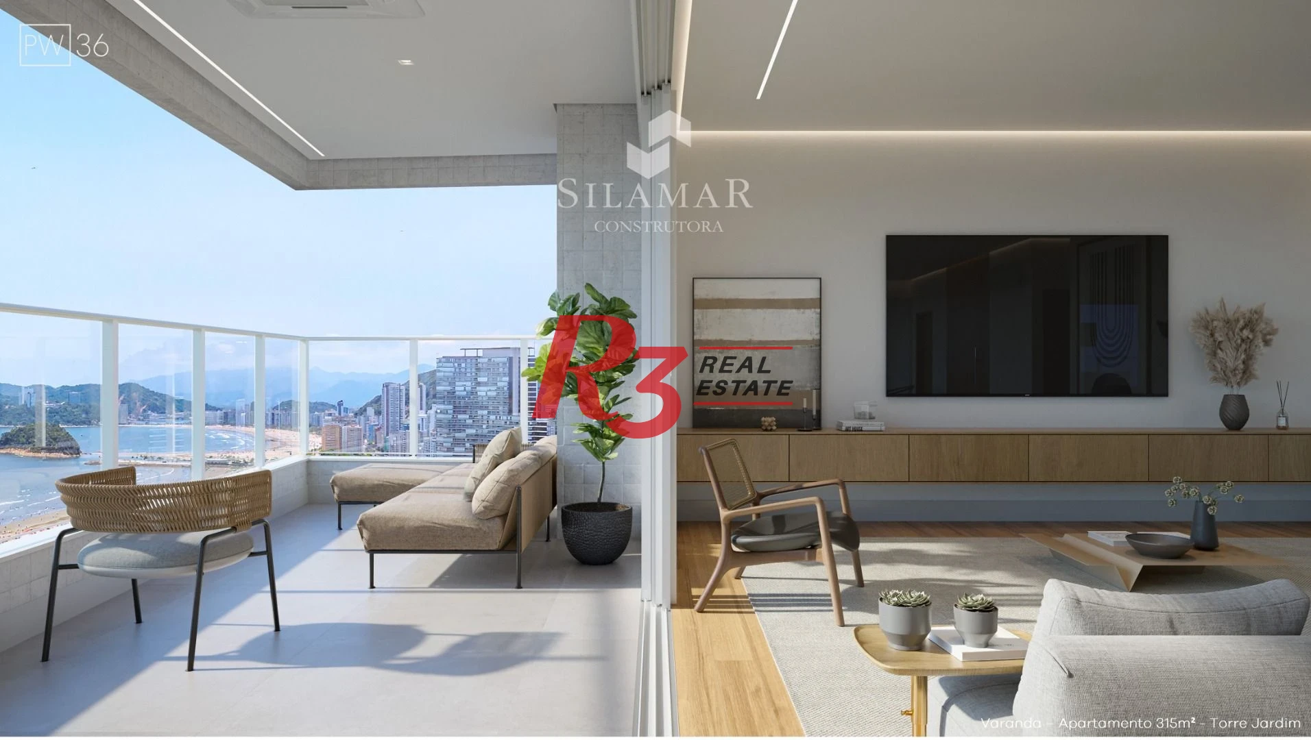 Apartamento com 3 suítes de frente para a praia no Gonzaga à venda, 224 m² por R$ 4.340.000  - Santos/SP