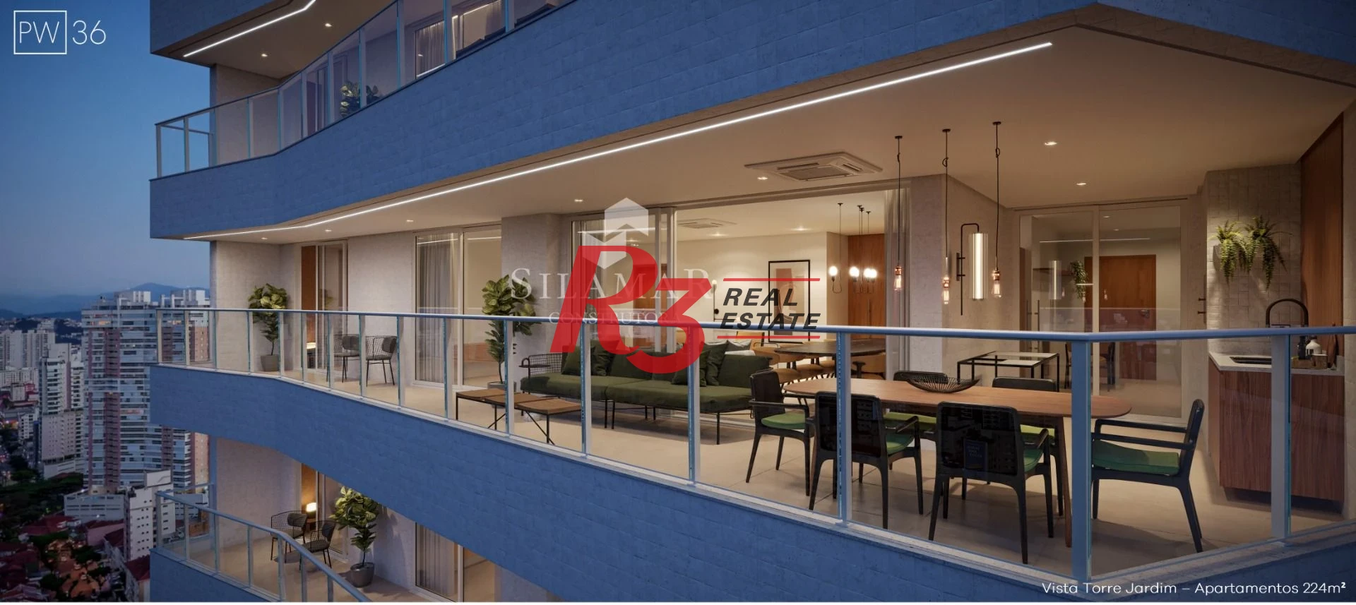 Apartamento com 3 suítes de frente para a praia no Gonzaga à venda, 224 m² por R$ 4.340.000  - Santos/SP
