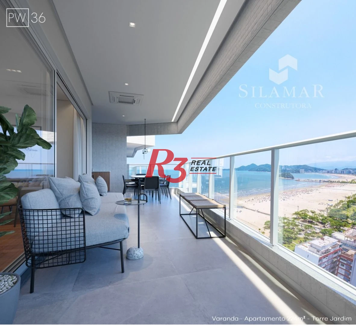 Apartamento com 3 suítes de frente para a praia no Gonzaga à venda, 224 m² por R$ 4.340.000  - Santos/SP