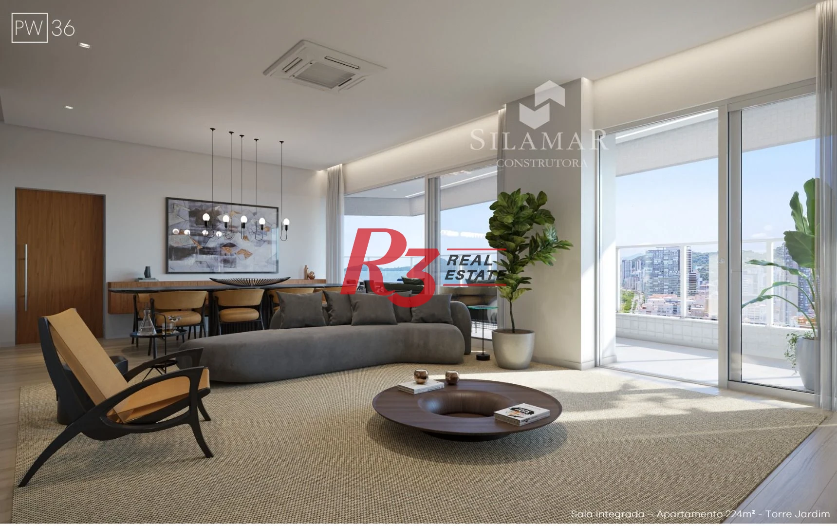 Apartamento com 3 suítes de frente para a praia no Gonzaga à venda, 224 m² por R$ 4.340.000  - Santos/SP